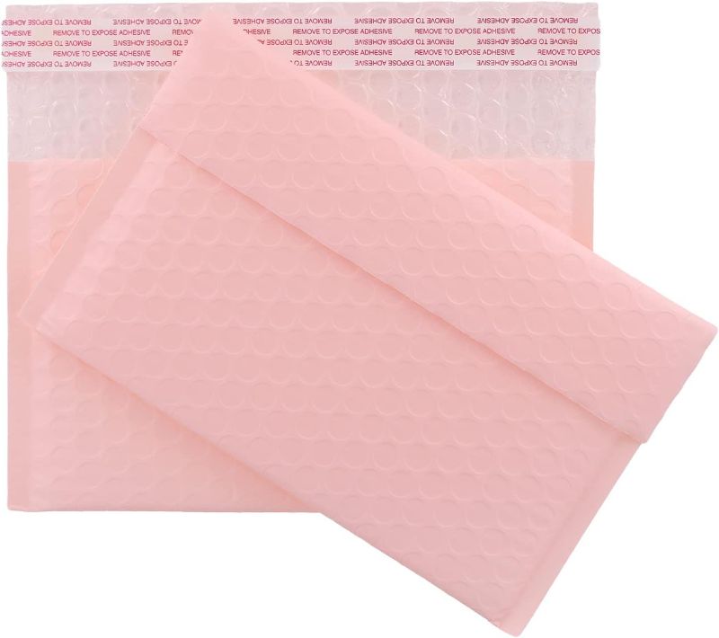 Photo 1 of 8x5" Side-Opening Light Pink Bubble Mailers (50-Pack)