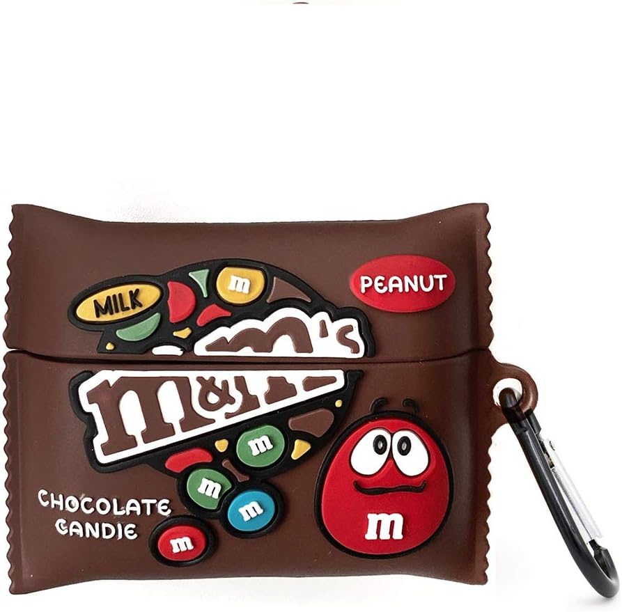 Photo 1 of (STOCK PHOTO FOR SAMPLE ONLY) - Air pod Pro 2 Case Soft Silicone Cute Cartoon m&ms Bean Set Fashion Food Protective Skin Accessory Keychain - BROWN - 2 PACK 