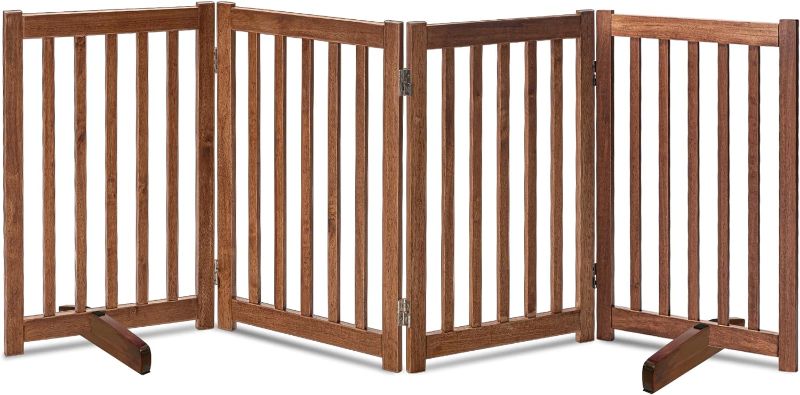 Photo 1 of (STOCK PHOTO FOR SAMPLE ONLY) - LZRS Solid Hardwood Freestanding Pet Gate,Wooden Dog Gates for Doorways,Nature Wood 