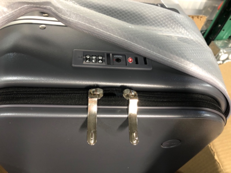 Photo 2 of **LOCK CODE IS 826**
Carry On Luggage, 18” Suitcase with Front Laptop Pocket, Travel Luggage Aluminum