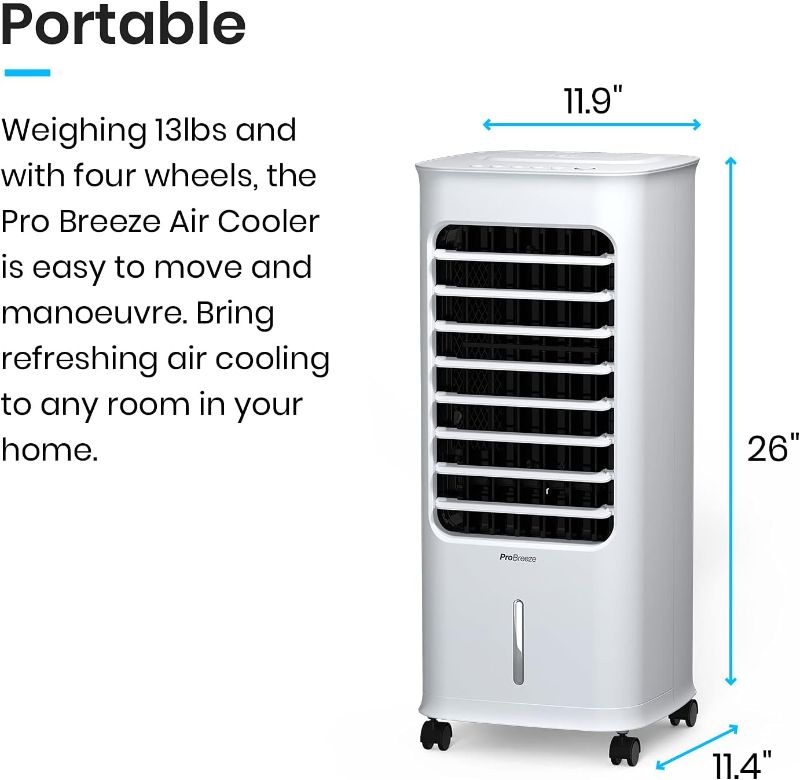 Photo 1 of (STOCK PHOTO FOR SAMPLE ONLY) - Pro Breeze Evaporative Air Cooler For Room Cooling Fan - 3-in-1 Air Cooler Portable with 6 QTS Tank, 70° - WHITE