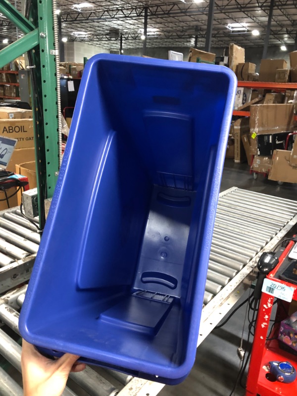 Photo 3 of Rubbermaid Commercial Products Slim Jim Plastic Rectangular Recycling Bin with Venting Channels, 23 Gallon, Blue Recycling