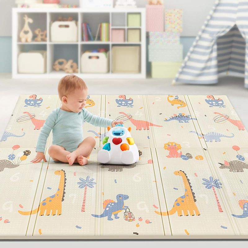 Photo 1 of 79"x71"x0.6" Extra Large Waterproof Foldable Baby Floor Play Mat, XPE Foam Playmat for Infants Babies from Newborns to Toddlers,