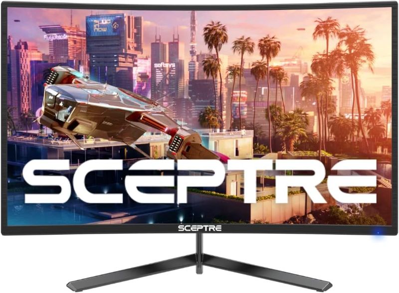 Photo 1 of Sceptre 24-inch Curved Gaming Monitor 1080p up to 165Hz DisplayPort HDMI 99% sRGB, AMD FreeSync Build-in Speakers Machine Black (C248B-FWT168)