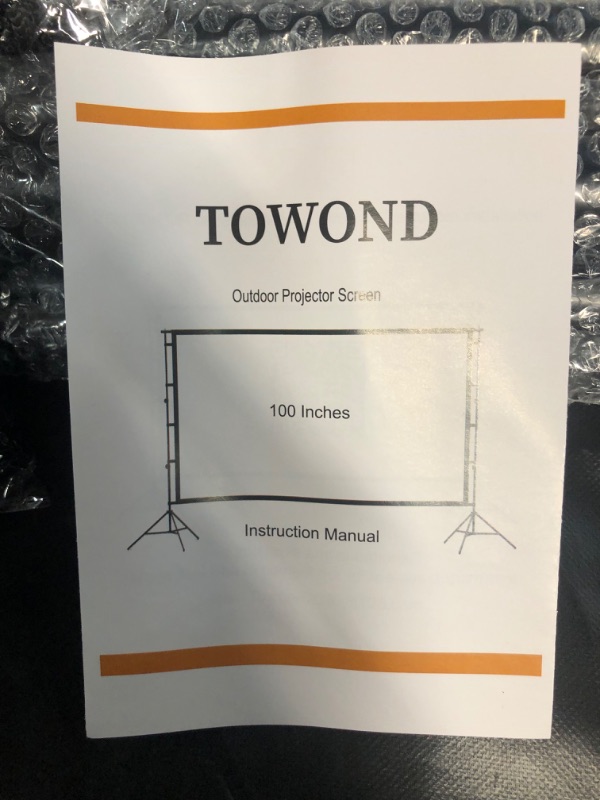 Photo 1 of Projector Screen and Stand,Towond 100 inch Projection Screen Outdoor Indoor, Portable 16:9 4K HD Rear Front Movie Screen with Carry Bag