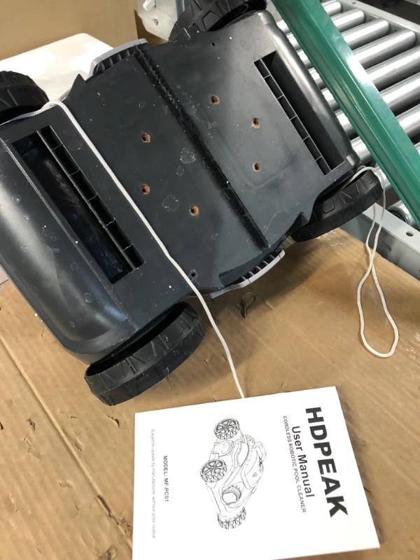 Photo 1 of READ NOTES******
Cordless Robotic Pool Cleaner, HDPEAK Pool Vacuum Lasts 110 Mins, Auto-Parking, Rechargeable, Automatic Cordless Pool Vacuum Ideal for Above/In-Ground Pools Up to 50 feet, Grey