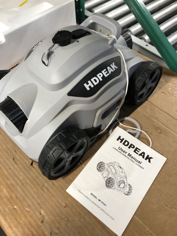 Photo 1 of READ NOTES******
Cordless Robotic Pool Cleaner, HDPEAK Pool Vacuum Lasts 110 Mins, Auto-Parking, Rechargeable, Automatic Cordless Pool Vacuum Ideal for Above/In-Ground Pools Up to 50 feet, Grey