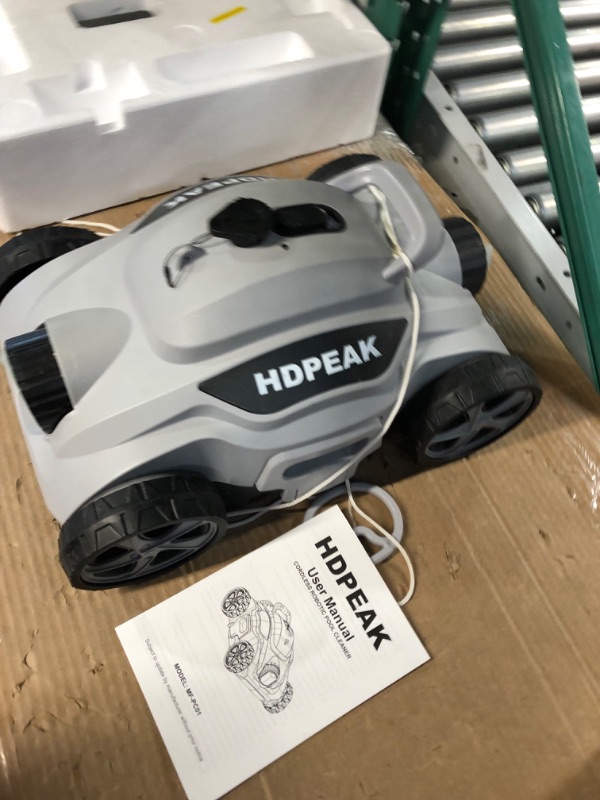 Photo 1 of READ NOTES******
Cordless Robotic Pool Cleaner, HDPEAK Pool Vacuum Lasts 110 Mins, Auto-Parking, Rechargeable, Automatic Cordless Pool Vacuum Ideal for Above/In-Ground Pools Up to 50 feet, Grey