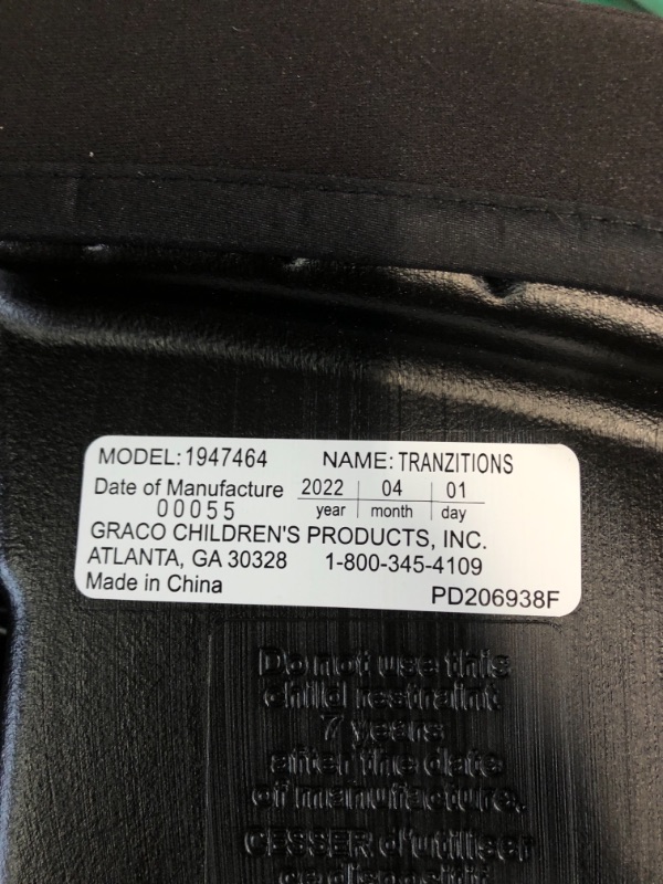 Photo 6 of ***FOR PARTS ONLY**** READ NOTES
Graco Tranzitions 3 in 1 Harness Booster Seat, Proof Tranzitions Black