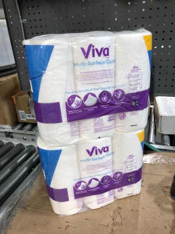 Photo 1 of Viva Multi-Surface Cloth Paper Towels, Task Size - 12 Super Rolls (2 Packs of 6) = 18 Regular Rolls (81 Sheets Per Roll)