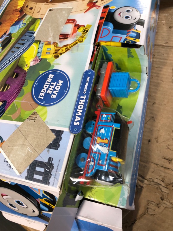 Photo 2 of *USED* SOME PIECES BROKEN* Fisher-Price Thomas and Friends Train Set with Loop the Loop Action, Thomas Motorized Toy Train, Carly the Crane, Maintenance Yard? Standard Launch & Loop Set