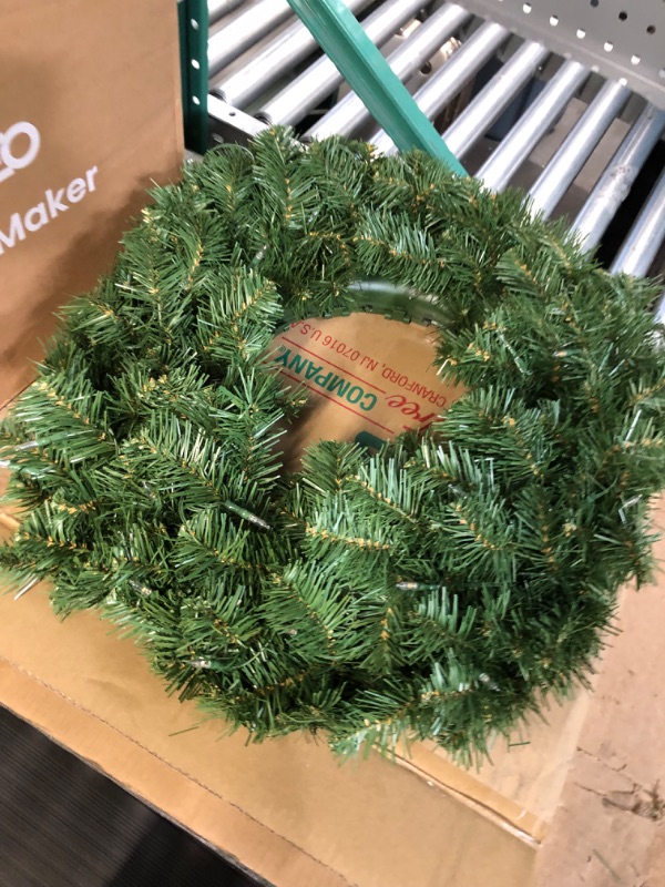 Photo 6 of ***READ NO NOTES***
National Tree Company Pre-Lit Artificial Christmas Wreath, Green, North Valley Spruce, White Lights, Christmas Collection, 24 Inches