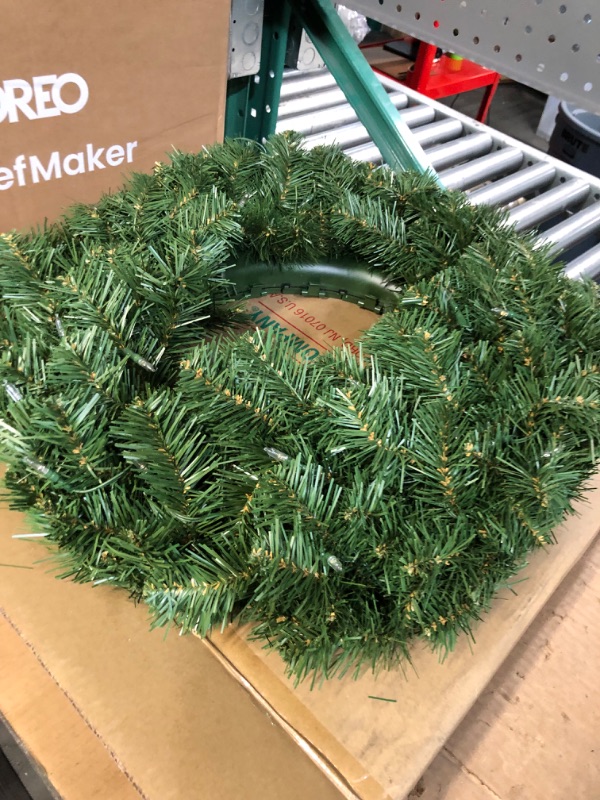 Photo 4 of ***READ NO NOTES***
National Tree Company Pre-Lit Artificial Christmas Wreath, Green, North Valley Spruce, White Lights, Christmas Collection, 24 Inches