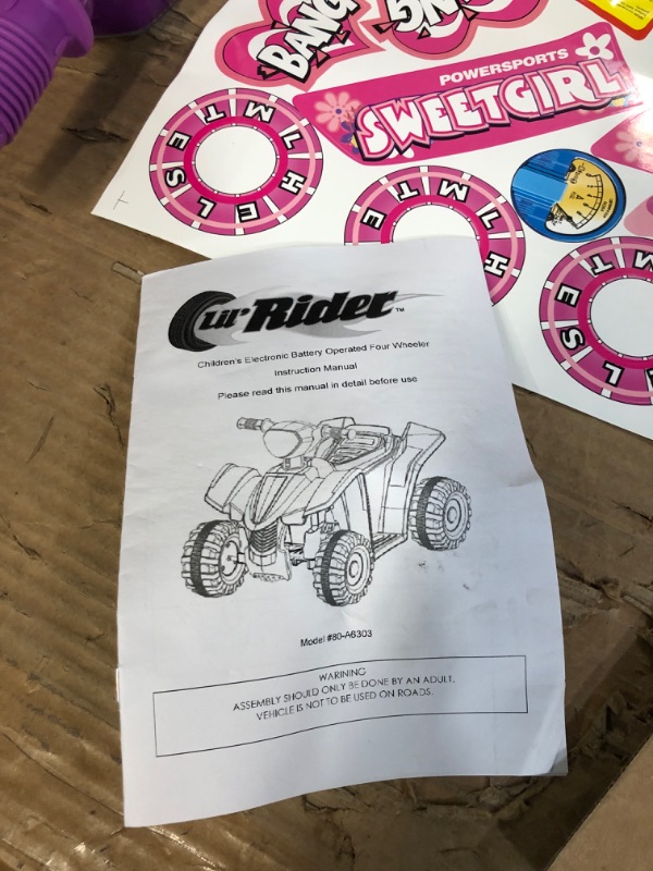 Photo 5 of ***UNABLE TO TEST - UNKNOWN IF ALL PARTS ARE INCLUDED***
Four Wheeler for Kids – Battery Powered Electric Quad - Pink and Purple