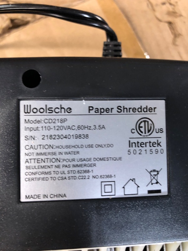 Photo 6 of Paper Shredder, 12-Sheet Cross Cut with 5.55-Gallon Basket, P-4 Security Level, 3-Mode Design Shred Card/CD/Staple/Clip, Heavy Duty with Jam Proof System, Paper Shredder for Office (ETL)