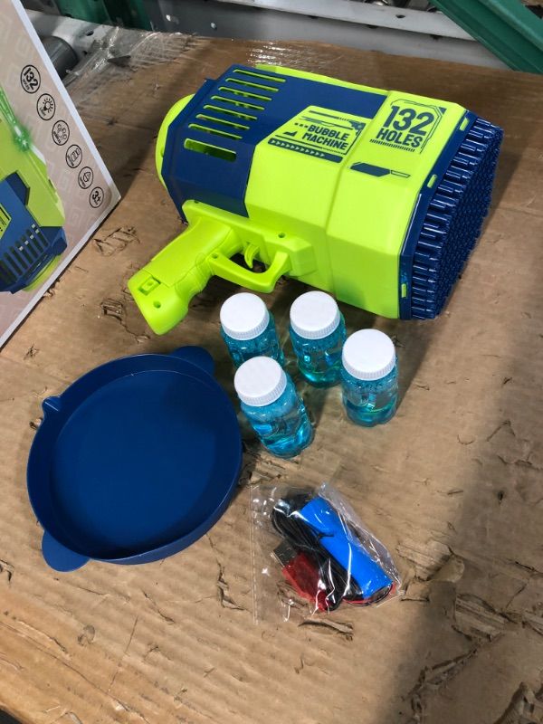 Photo 1 of 132 Holes Bubble Gun Toys, Rocket Launcher Bubble Blower Toy, Portable Bubble Machine with Colorful Light, Big Bubble Maker for Outdoor Indoor Games, Bubbles Machine for Wedding Birthday Gifts (Green) 132hole-green