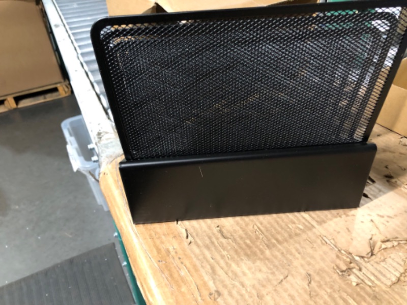 Photo 1 of 1InTheOffice Metal Mesh File Organizer, Black Wire Mesh 5 Section Incline Sorter, Black Finish