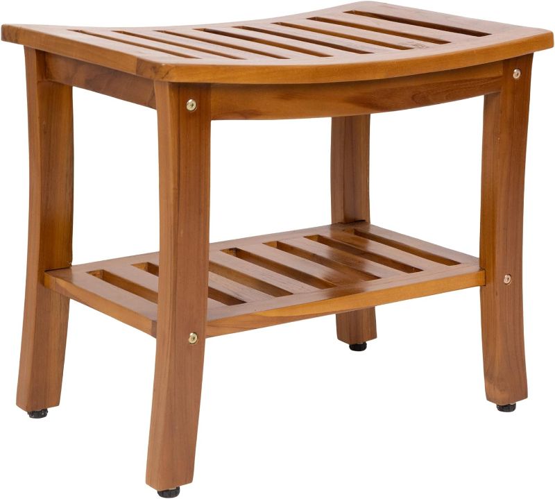 Photo 4 of 

Teak Waterproof Bench - Indoor Outdoor Wood Bench with Shelf,