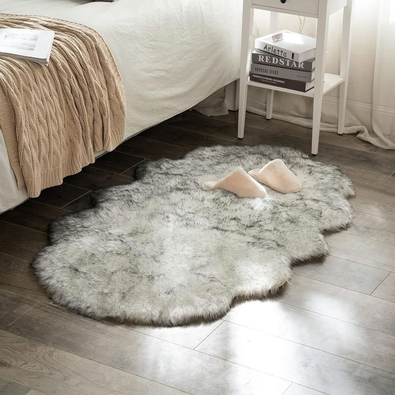 Photo 1 of  Luxury Super Soft Fluffy Area Rug Faux Fur Sheepskin Rug with laundry bag 2'X6'