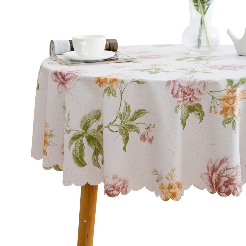 Photo 1 of **non refundable***
LIBERECOO Heavy Duty Round Vinyl Tablecloth Table Cover Waterproof Oil-Proof PVC Table Cloth Stain-Resistant Wipeable 52" RD (Love of Peonies, Round 52 inch) Round 52 inch Love of Peonies