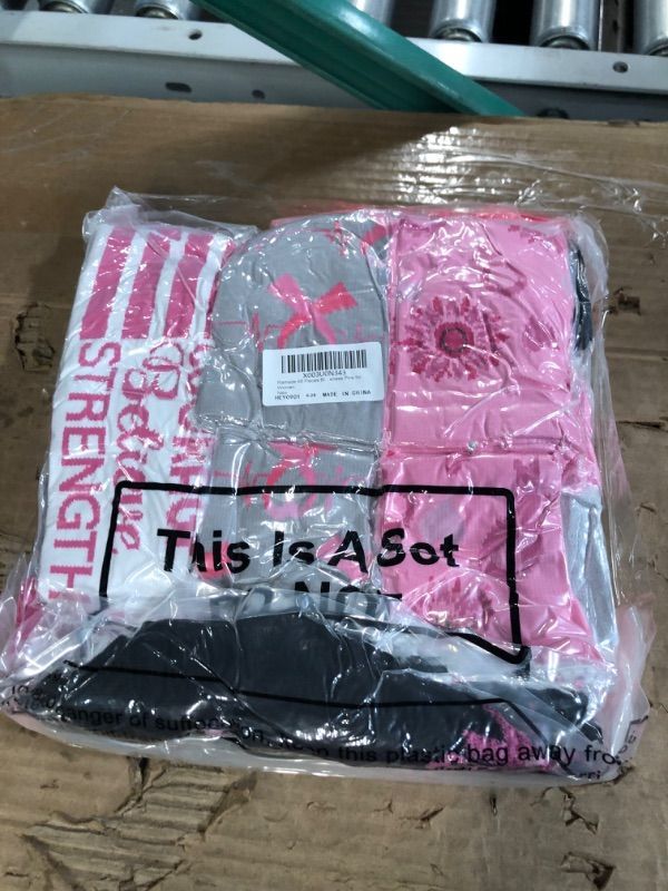 Photo 4 of **non refundable***
Ramede 12 Pairs Breast Cancer Awareness Pink Ribbon Crew Socks and 12 Pairs Wrist Sweat Bands Bulk Items Gift Set 12 Pcs Cancer Awareness Sports Headband 12 Pcs Breast Cancer Survivor Pins for Women