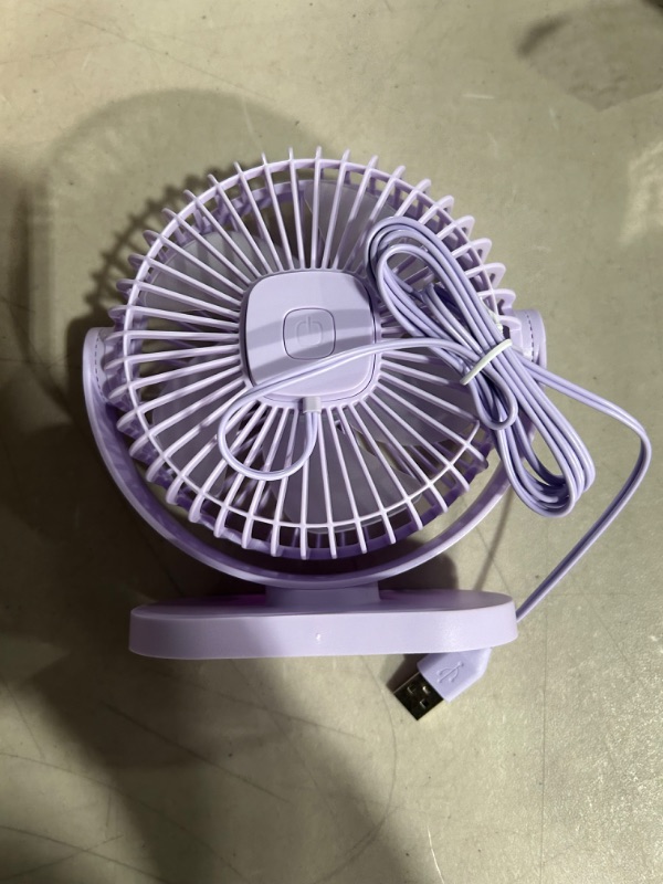 Photo 3 of Gaiatop USB Desk Fan, 3 Speeds Powerful Portable Fan, 5.5 Inch Quiet Cooling Mini Fan, 90° Rotate Small Table Fan with 5ft Cable, Purple, 2PK