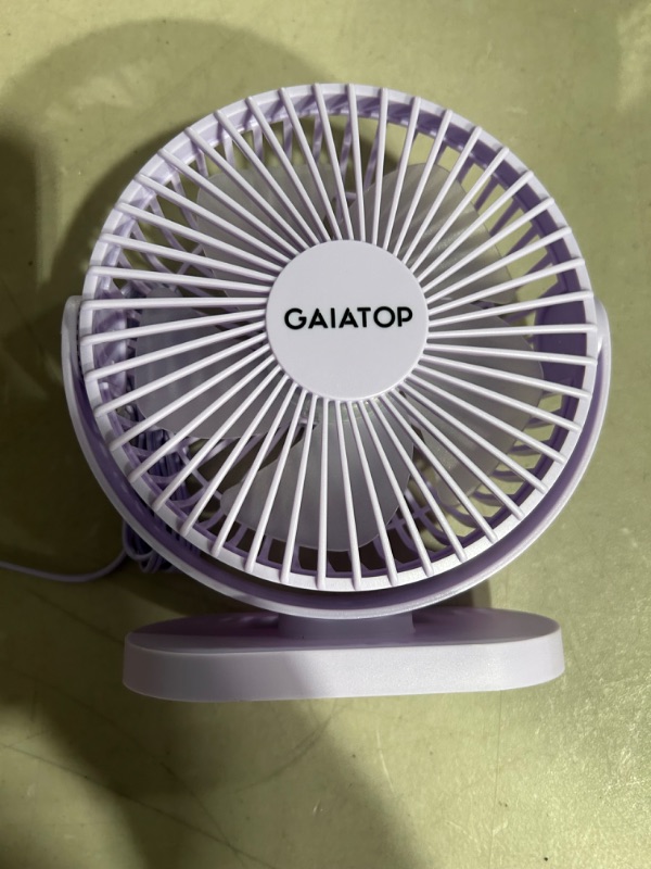 Photo 4 of Gaiatop USB Desk Fan, 3 Speeds Powerful Portable Fan, 5.5 Inch Quiet Cooling Mini Fan, 90° Rotate Small Table Fan with 5ft Cable, Purple, 2PK