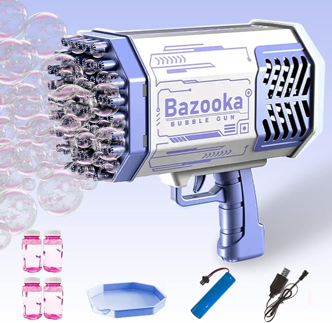 Photo 1 of **NON refundable****
Bazooka Bubble Gun, Bubble Machine with 2 Batteries, LED Lights, 69 Holes Bubble Machine Gun for Kids Ages 3 4 5 6 7 8 Boy Girl Birthday Party Favors Toddler Outdoor Toys - Bubble Blower Purple