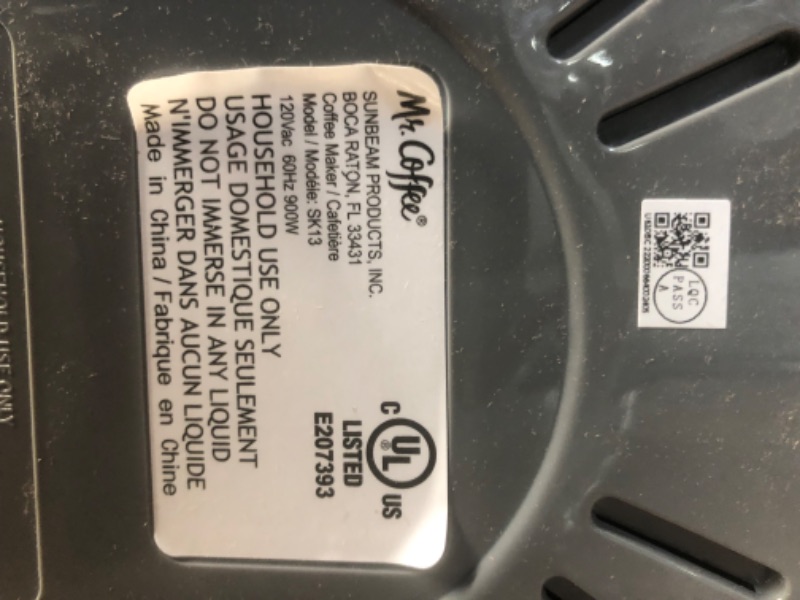 Photo 3 of ***FOR PARTS ONLY***READ NOTES****
Mr. Coffee Coffee Maker with Auto Pause and Glass Carafe, 12 Cups, Black Black Coffeemaker