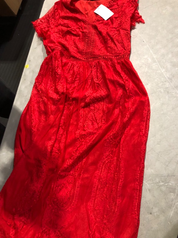 Photo 3 of PRETTYGARDEN Women's Floral Lace Maxi Dress SIZE Large Red