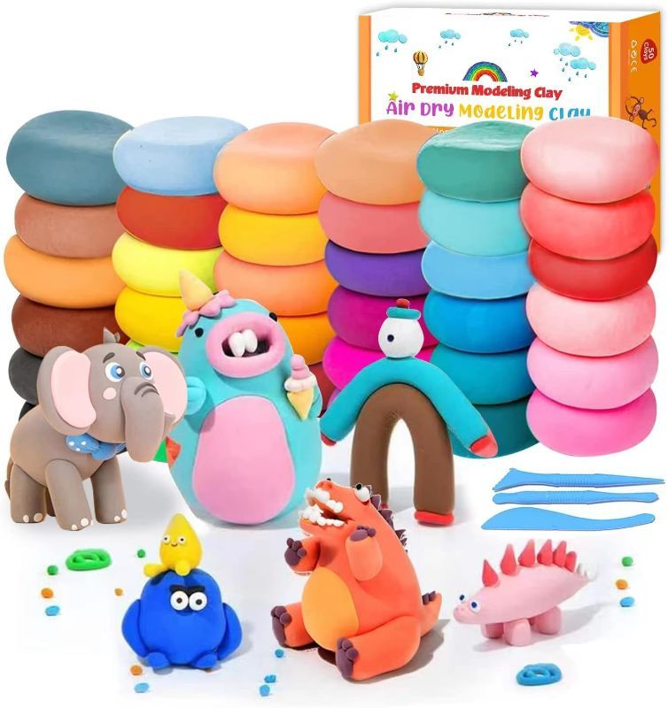 Photo 1 of Air Dry Clay for Kids, Air Dry Clay 36 Colors, Modeling Clay for Kids with Play Mat & 3 Sculpting Tools, Clay Non Toxic, Soft & Safe & No Baking, Ideal Arts and Crafts Gift for Kids