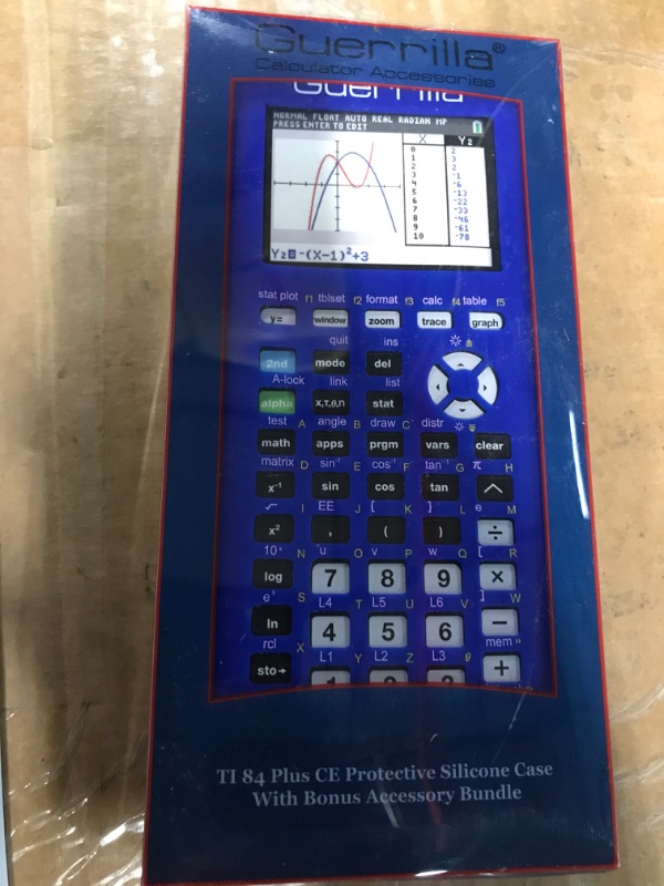 Photo 1 of Guerrilla Silicone Case For Texas Instruments TI-84 Plus CE Color Edition Graphing Calculator With Screen Protector And Graphing Ruler, Blue (New Open Box)