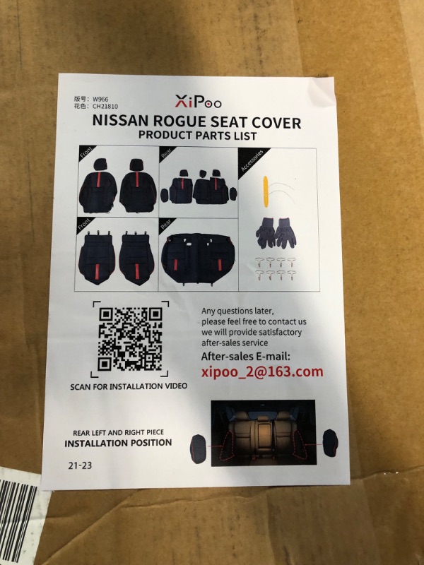 Photo 6 of Xipoo Fit 2021-2023 Nissan Rogue Seat Covers- Black+Red