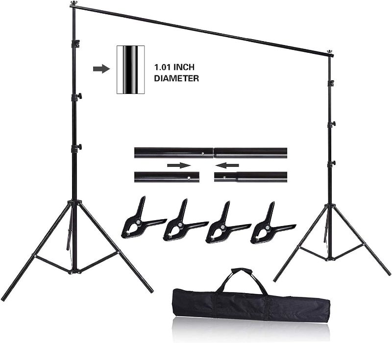 Photo 1 of HYJ-INC 10ft x 8.5ft Adjustable Photography Backdrop Support System Photo Video Studio Muslin Background Stand Kit with Carry Bag