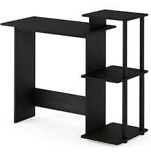 Photo 1 of Furinno Efficient Home Laptop Notebook Computer Desk with Square Shelves, Americano/Black
