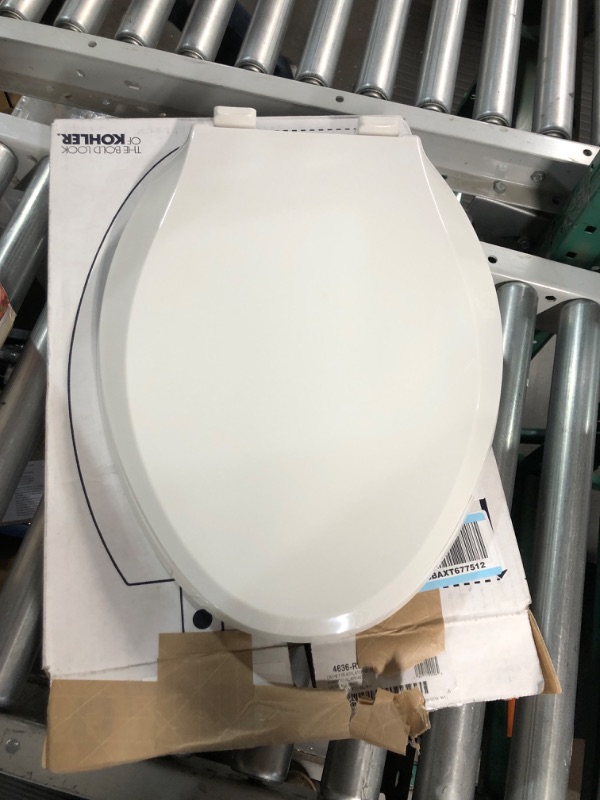 Photo 4 of **LOOKS NEW**
KOHLER 4636-RL-0 Cachet ReadyLatch Quiet Close Elongated Toilet Seat, White Ready Latch Elongated White