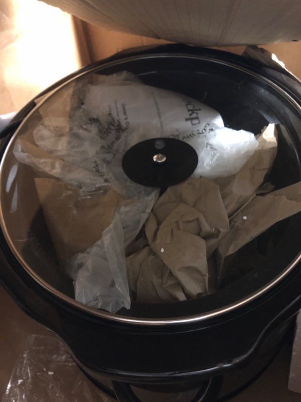 Photo 3 of **UNABLE TO TEST**
Crockpot 8 Quart Slow Cooker with Auto Warm Setting and Cookbook, Black Stainless Steel