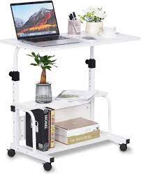 Photo 1 of Portable Rolling Desk Adjustable Height Small Standing Desk on Wheels, 32 Inch Computer Desk Laptop