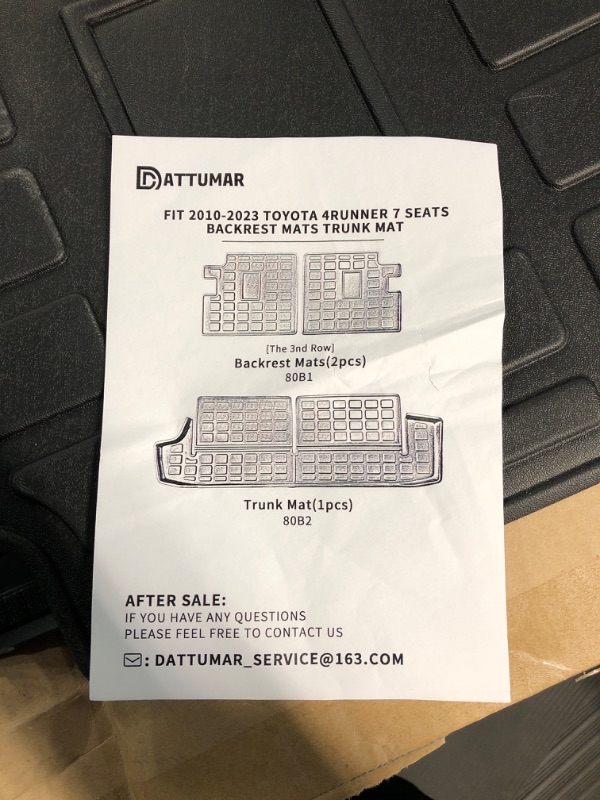 Photo 4 of Dattumar Cargo Mat Compatible with 2010-2023 Toyota 4 Runner 7 Seat Cargo Liner