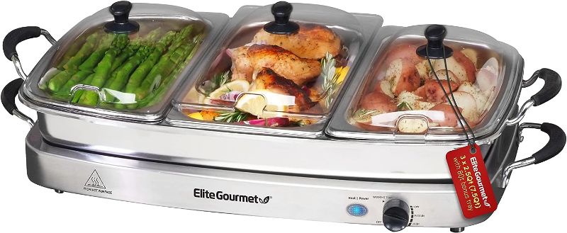 Photo 1 of Elite Gourmet EWM-9933 Triple 3 x 2.5 Quart Trays Buffet Server 7.5 Qt