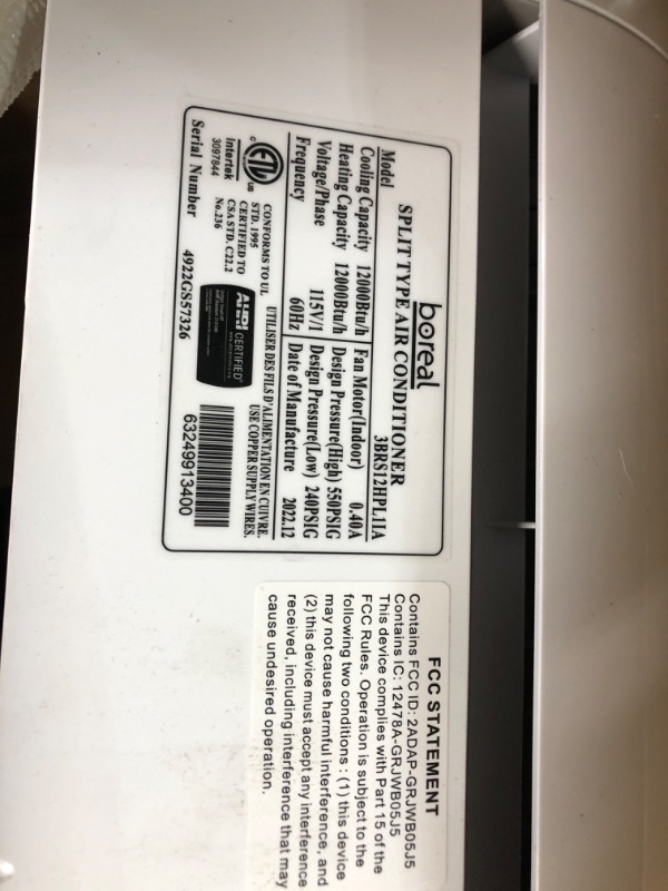 Photo 3 of (INDOOR UNIT ONLY) Brisa 12, 000 BTU 1 Ton Smart Home Inverter Driven Ductless Mini Split Air Conditioner with Heat Pump 115Volt
