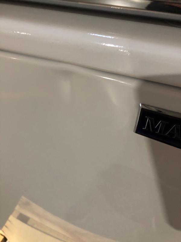 Photo 5 of Maytag Smart Capable 5.2-cu ft High Efficiency Agitator Smart Top-Load Washer (White) DENT IN FRONT