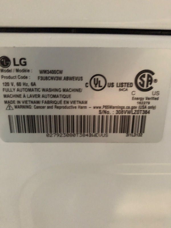 Photo 3 of LG 7.4-cu ft Stackable Electric washer (White) ENERGY STAR