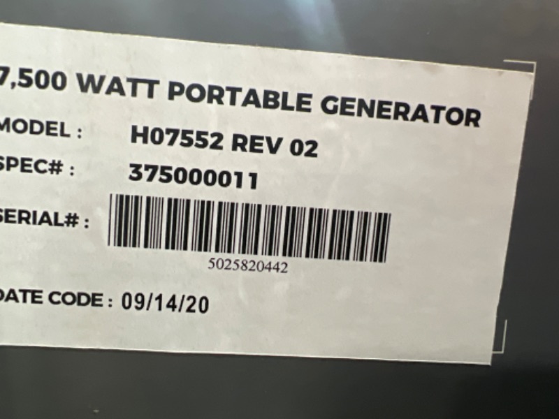 Photo 4 of Firman R-H07552 9,400 W / 7,500 W Hybrid Dual Fuel Generator