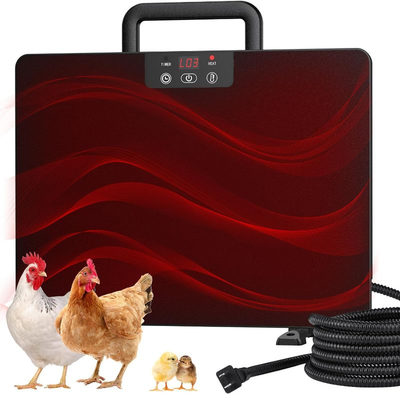 Photo 1 of (READ FULL POST) Kesfitt Chicken Coop Heater,Radiant Heat Panel with Handle,5 Timing Setting and 3 Temperature Levels,100/200 Watts Energy Efficient Safer Than Brooder Lamp,3 Installation Style

