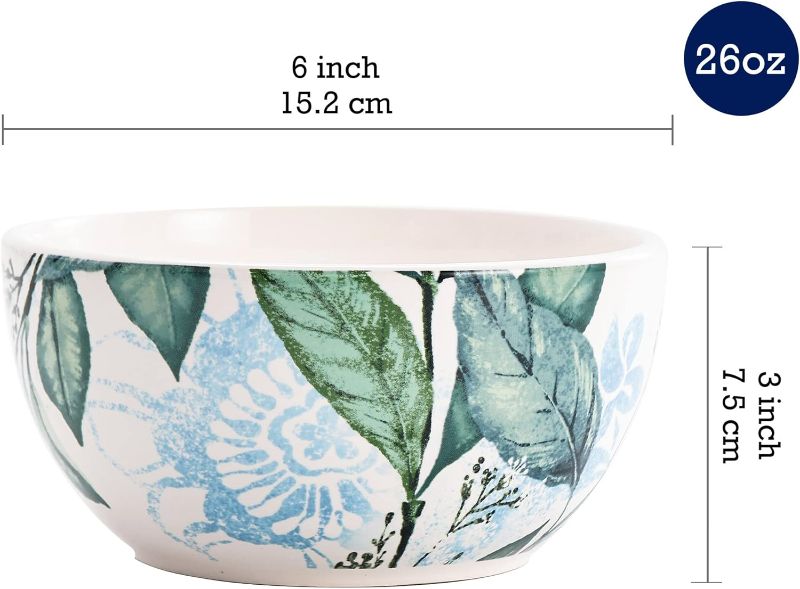 Photo 3 of (READ FULL POST) Bico Greenary Happy Birds Ceramic Bowls Set of 4, 26oz, for Pasta, Salad, Cereal, Soup & Microwave & Dishwasher Safe
