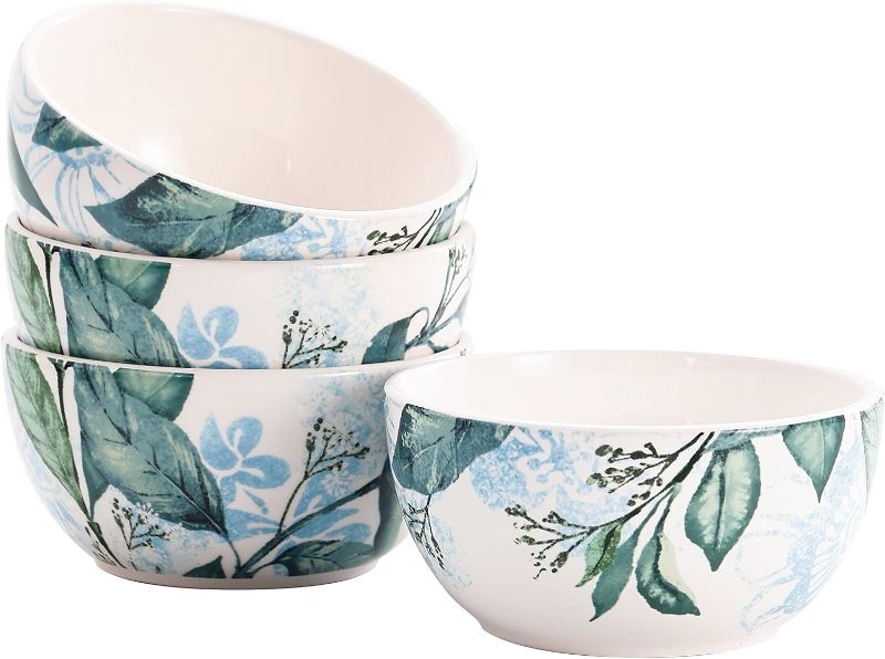 Photo 1 of (READ FULL POST) Bico Greenary Happy Birds Ceramic Bowls Set of 4, 26oz, for Pasta, Salad, Cereal, Soup & Microwave & Dishwasher Safe
