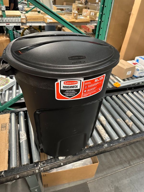 Photo 2 of Roughneck 32 Gal. Vented Black Round Trash Can with Lid