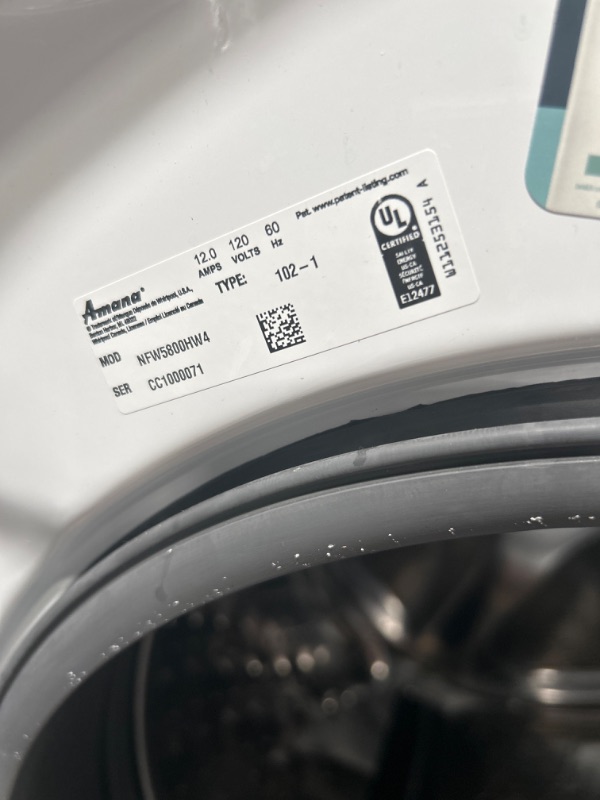Photo 5 of Amana 4.3-cu ft High Efficiency Stackable Front-Load Washer (White) ENERGY STAR