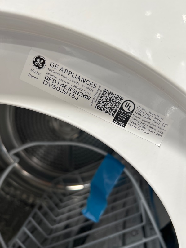 Photo 9 of GE 4.3-cu ft Stackable Electric Dryer (White) ENERGY STAR